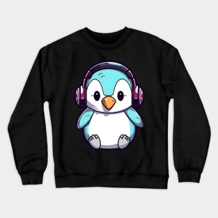 Cute Penguin Headphones Crewneck Sweatshirt